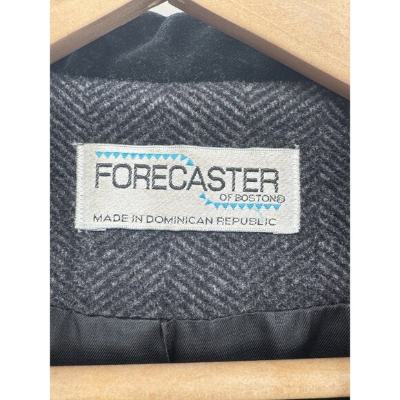 Vintage Forecaster of Boston 12 Gray Coat Cashmere Velvet Collar Herringbone Woo - Picture 4 of 15